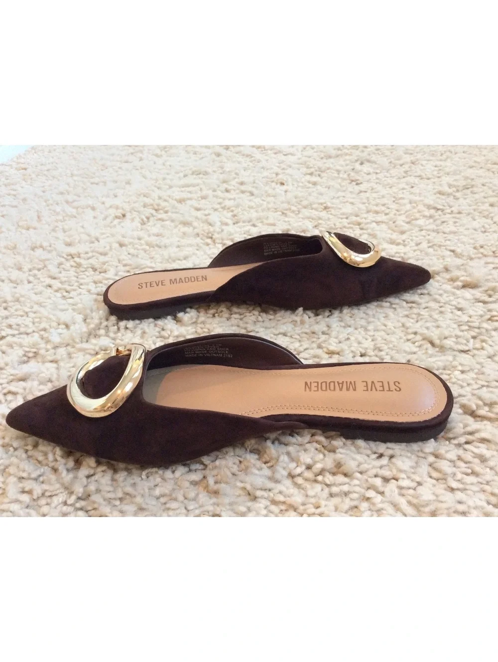 Steve Madden Ira Pointed Toe Mule Slide Brown Suede - 5.5